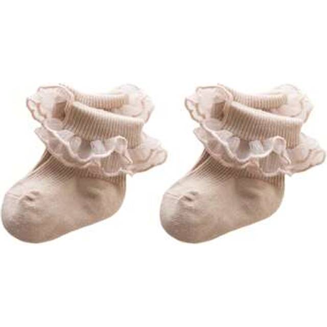 SHEIN Baby Girls Cute Socks Lace Ruffles Toddler Sweet Anti-Skid Princess Socks Spring Fall Cute Kids Socks