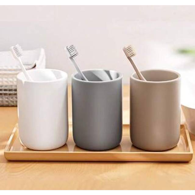 SHEIN 1pc Plastic Toothbrush Cup For Home, Simple Solid Color Rinse Cup, Toothbrush Holder Cup, Large Capacity Bathroom Cup Home Bathroom Decor Summer