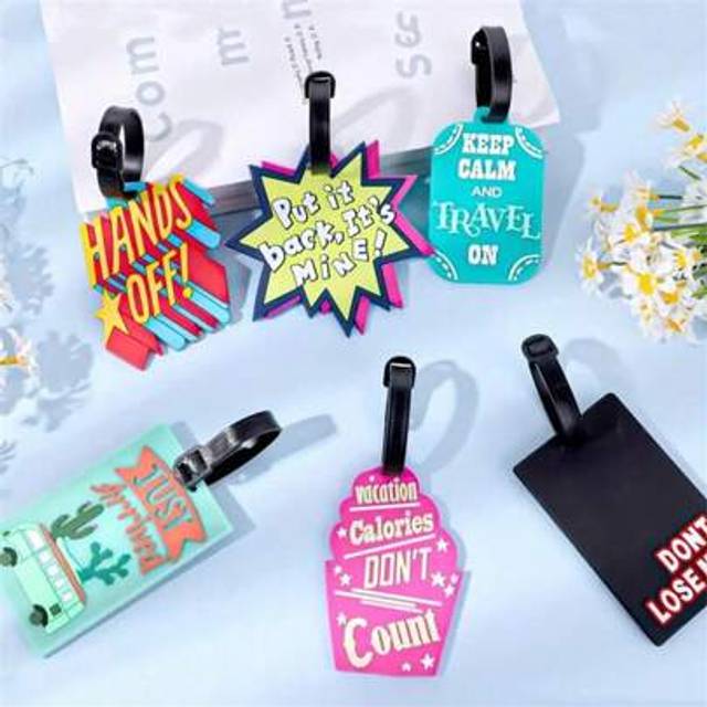 SHEIN Silicone Luggage Tags Colorful Soft Rubber Suitcase Tags Name Tags To Avoid Luggage Loss Travel Accessories Baggage Tag Boarding Tag Name ID Labels Wi