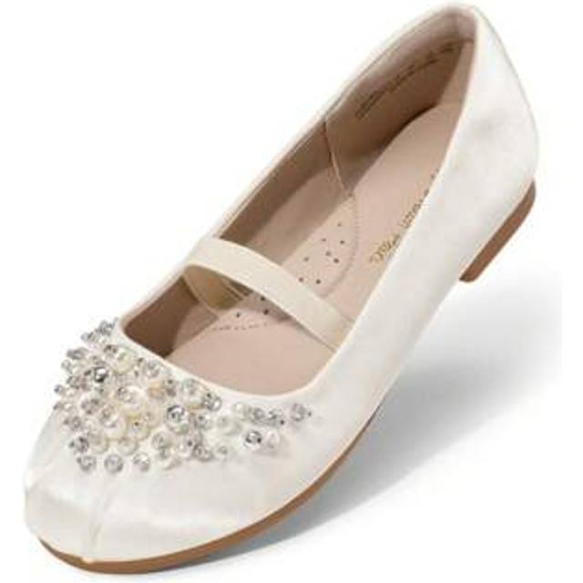 SHEIN Girls Mary Jane Ballerina Pearl Flat Dress Party Shoes