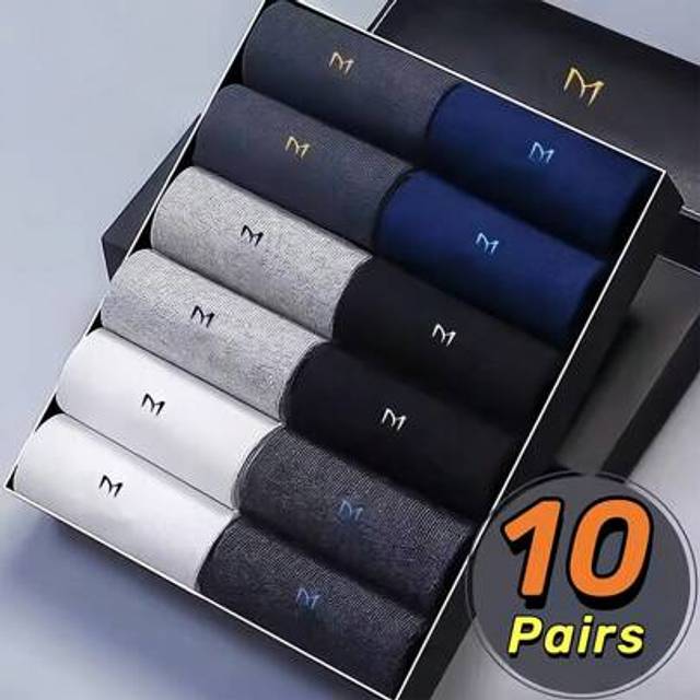 SHEIN 10 Pairs Men&#39;s Business Casual Socks For Spring & Summer, Antibacterial Polyester Blend (97% Polyester, 3% Spandex), Breathable, Moisture-Wicking, Odo