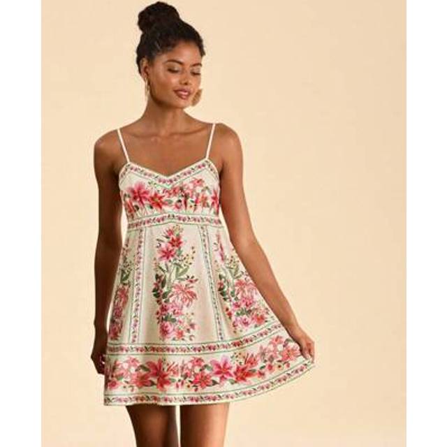 Travachic Women&#39;s Floral Print Spaghetti Strap Mini Casual Vacation Dress,Summer Outfits For Women,Beachwear,Spring And Summer,Easter,Beach Outfits For Woman,Sp