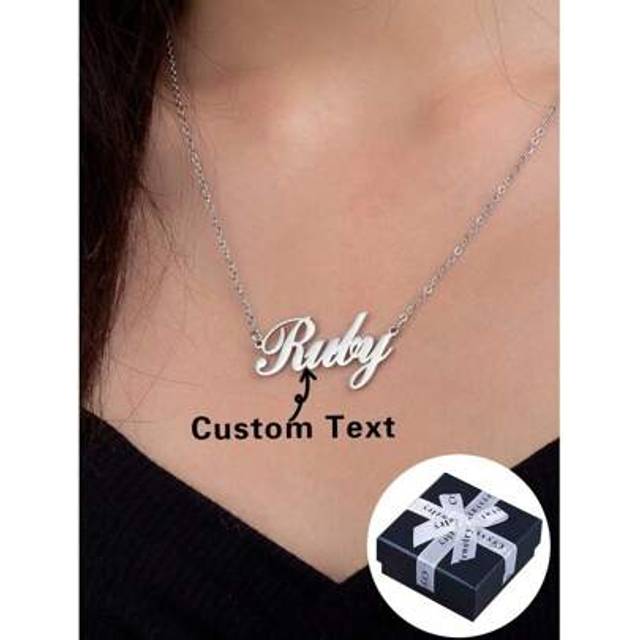 SHEIN 1pc Stainless Steel Personalized Name Necklace For Girl, Gold Color, Non-Fading, Fashionable Customized Necklace, Perfect Gift For Girlfriend, Boyfrie