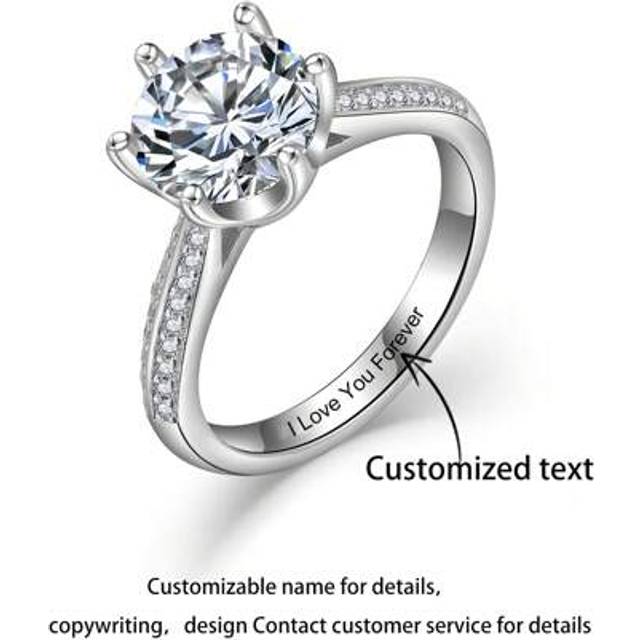SHEIN Customized Text Sparkling Zirconia Stone Ring, Fashionable & Versatile For Women/Men Daily Wear, Engagement Ring, Valentine&#39;s Day Gift, Personalized J