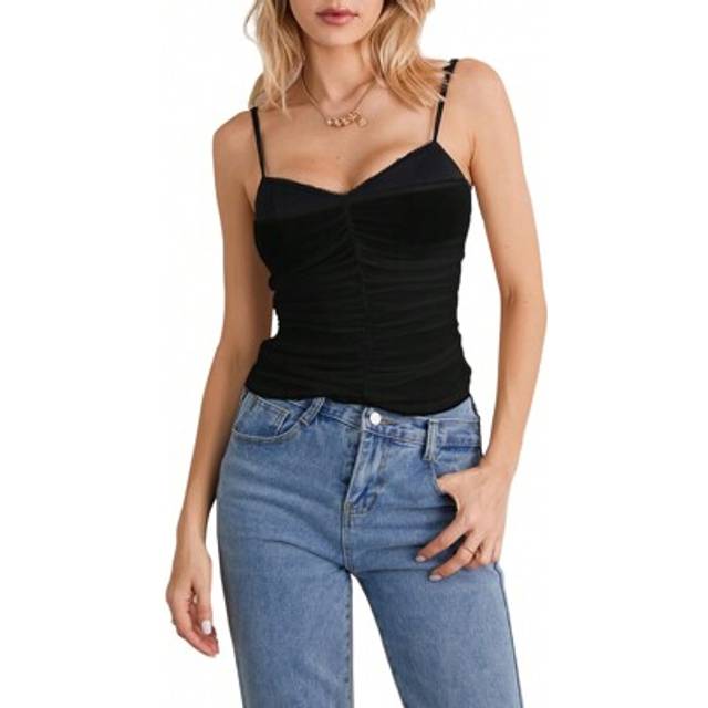 SHEIN Women Camisole, Sleeveless Tops Backless Pleated Patchwork Slim Fit Summer Vest For Party Club