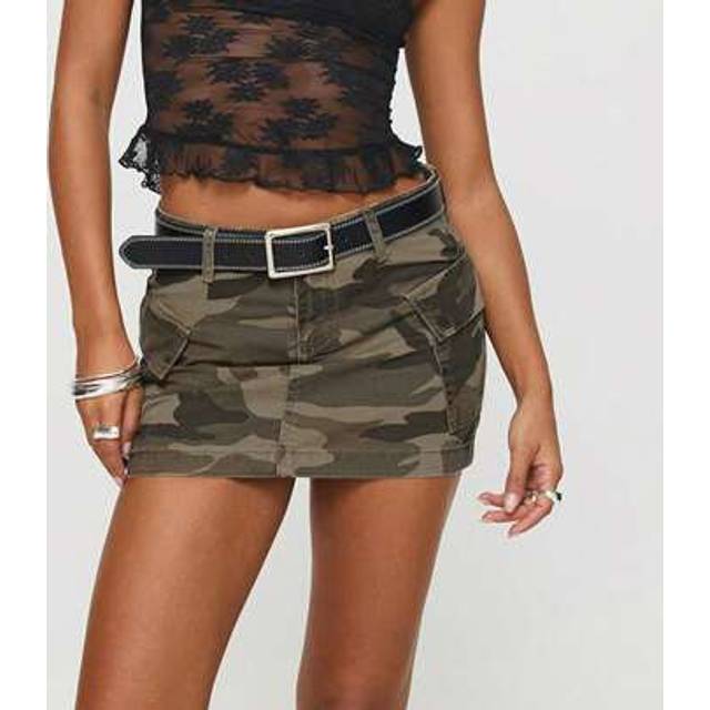 SHEIN Womens Cargo Denim Skirts Solid Color Mid Rise Mini Jean Skirts With Pockets Casual Streetwear