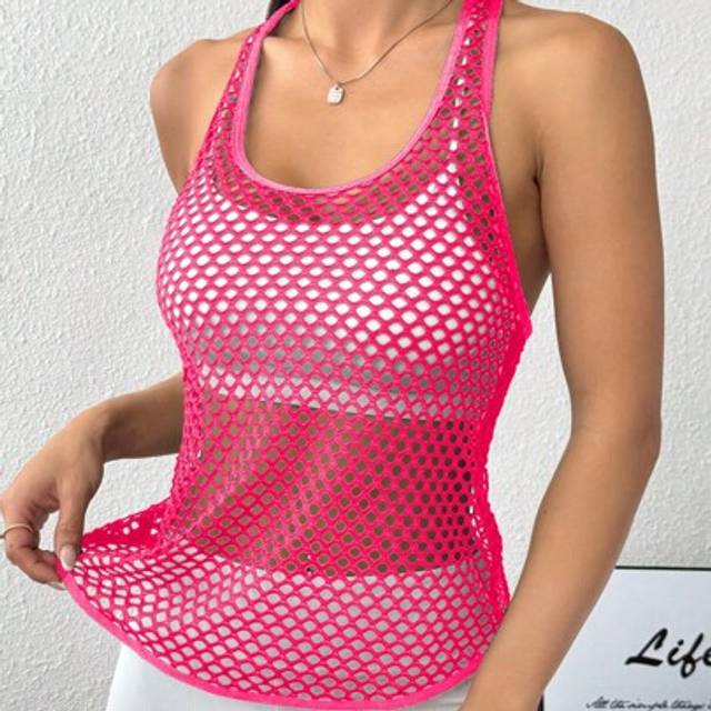 SHEIN Women Yoga Sports Tank Top, Loose Fitness Comfortable U-Shaped Hem T-Shirt, Suitable For Commuting, Outdoor, Running, Casual, Sexy Racerback