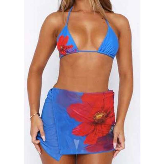 SHEIN New Sexy European & American Style 3Pcs Bikini Swimsuit, Halter Bandeau Top & Bottom With Tie Decoration