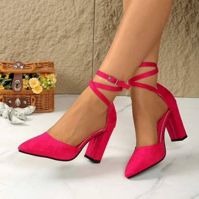 SHEIN 2-Inch Thick Heel Designer Gorgeous Women Plus Size Strappy Roman High Heel Sandal, New Summer 2025 Collection