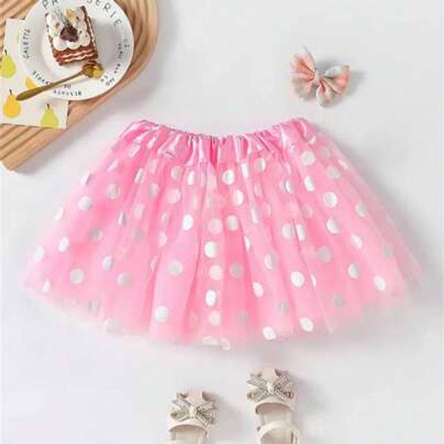 SHEIN Girls&#39; Summer Polka Dot Skirt, Cute Princess Style Printed Skirt
