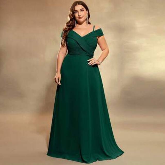 UNITHORSE Plus Size Solid Color Crisscross Wrap Sling Elegant Women Formal Evening Dress, Party Dress, Wedding Guest Dress, Bride Dress, Birthday Outfits, Gradu