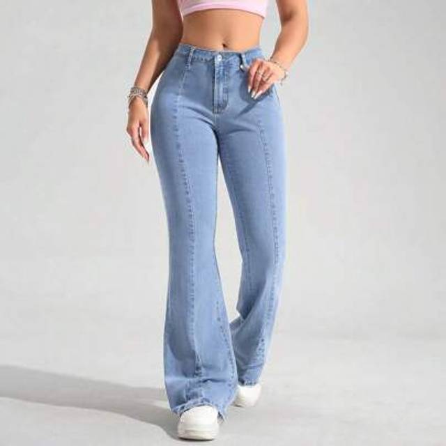 SHEIN Women&#39;s Casual Washed Skinny Flare Jeans