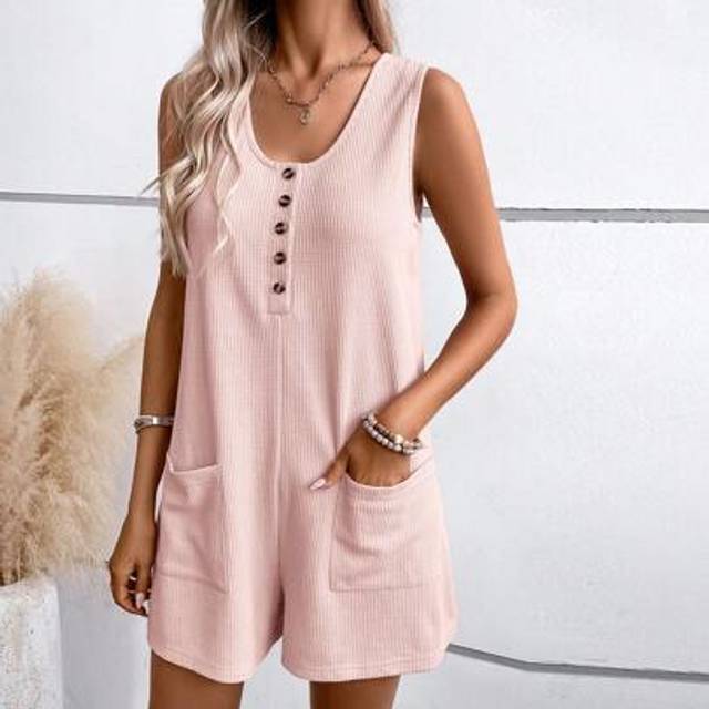 Luneh Women&#39;s Casual Sleeveless Jumpsuit With Pockets, Summer