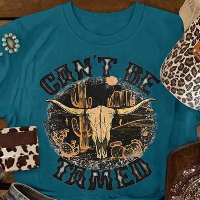 SHEIN Plus Size Women Vintage Punk Skull Bull Head Print Short Sleeve T-Shirt, Suitable For Summer Graphic Tee Shirt