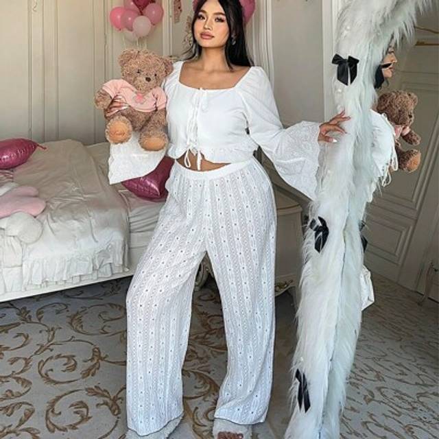Vibekara Plus Size Solid Color Simple Neck Casual Long Pants, For Daily Wear And Lounging