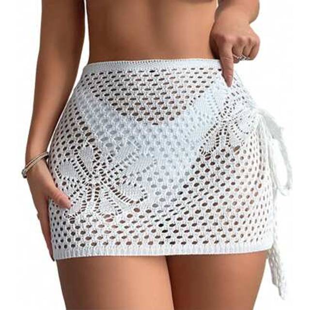 SHEIN Women Bikini Cover Ups Skirt Summer Crochet Cutout Swimsuit Bottom Cover Up For Beach Swimwear Bathing Suit