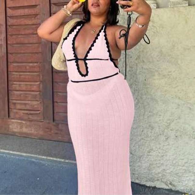 SHEIN Plus Size Women&#39;s Casual Cute Romantic Street Style Pullover Mini Dress, Spring/Summer