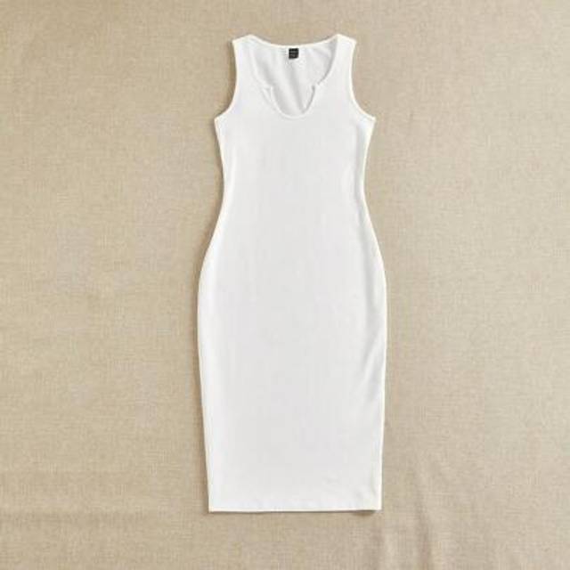 SHEIN Mid-Length Women&#39;s Sleeveless Low-Cut V-Neck Dress,Shirt Dresses For Women