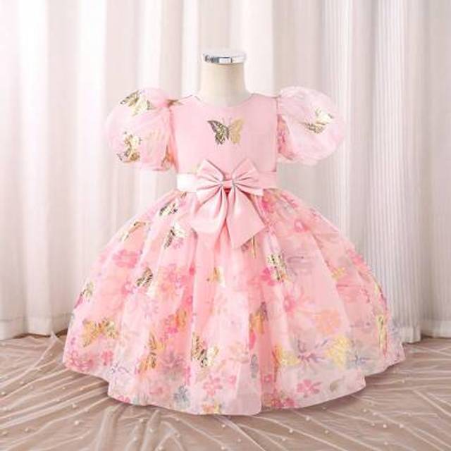 SHEIN Sparkly Bowknot A-Line Party Dress For Girls - Perfect For Party, Birthday, Pageant, And Girls Occasions