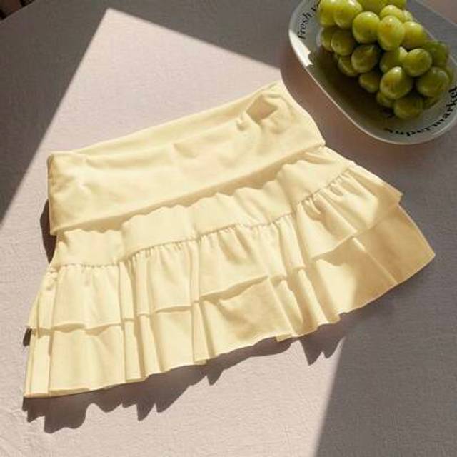 SHEIN Solid Summer Blayklee Mini Short Skirt,Butter Yellow