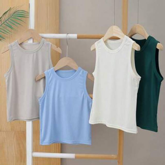 SHEIN 4pcs Boys Basic Vest Tank Top Sleeveless Undershirt Casual Lightweight Summer Tops, Fits Ages 4-12 Years