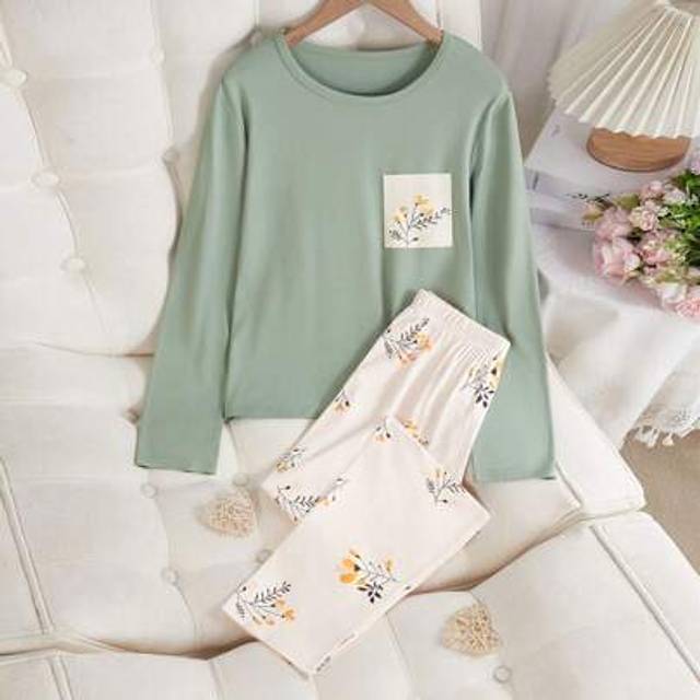 SHEIN Teen Girl Floral Print Long Sleeve Pants Pajama Set