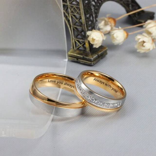SHEIN Personalized Engraved Ring,Fashionable And Luxurious Titanium Steel Ring For Couple,Engagement Or Wedding,Christmas, Thanksgiving, Christmas, Valentin