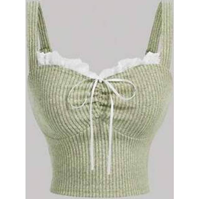 SHEIN Green Lace Trim Camisole Tank Top For Women,Cruise Women Outfits,Halloween Clothes,Fall Women,Sexy Top,Fall Tops,Cruise Women Outfits