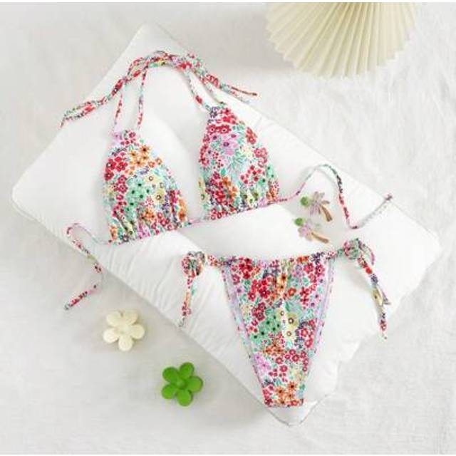 SHEIN Sexy European And American Clear Cute Ditsy Floral Bikini Swimsuit
