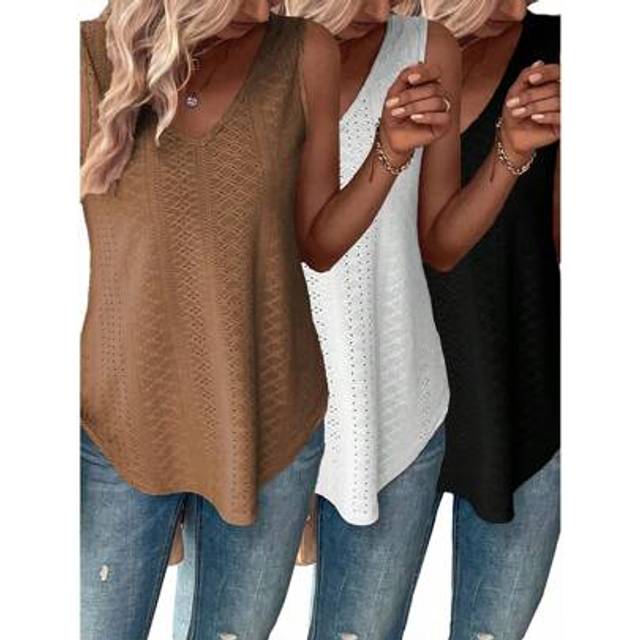 SHEIN Women Loose Lace Trim V-Neck Camisole Tank Tops, Multi-Pack