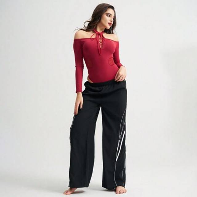 SHEIN Christmas Women Front Tie Long Sleeve Letter Print Casual Jumpsuit For Pole Dance & Daily Wear