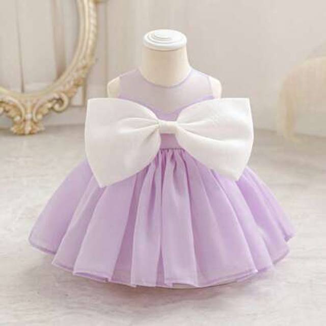 SHEIN Baby Girls&#39; Sleeveless Bowknot Mesh Princess Party Dress, Suitable For Baby&#39;s 1st Birthday Gift, Banquet, Evening Party, Celebration Special Occasion