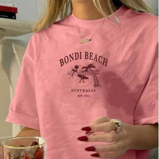 SHEIN Women&#39;s Casual Short Sleeve T-Shirt With Bondi Beach Print