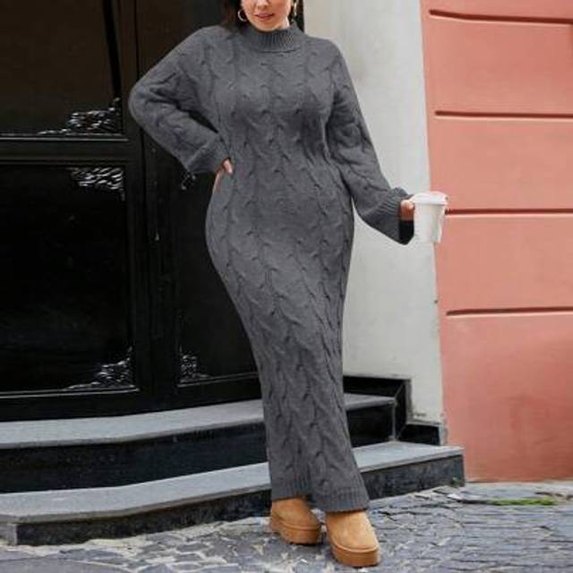 Quick Fashionhub Plus Size Women&#39;s Colorful Belt Decorated Sweater Dress, For Winter
