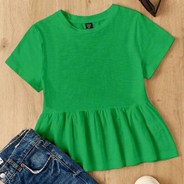 Comfortcana Women Plus Size Round Neck Patchwork A-Line Solid Cotton Loose T-Shirt Dress