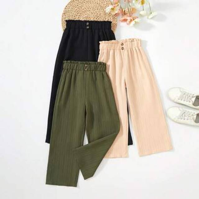 SHEIN Young Girl 3pcs/Pack Casual Loose Wide Leg Pants, Comfortable For Spring & Autumn