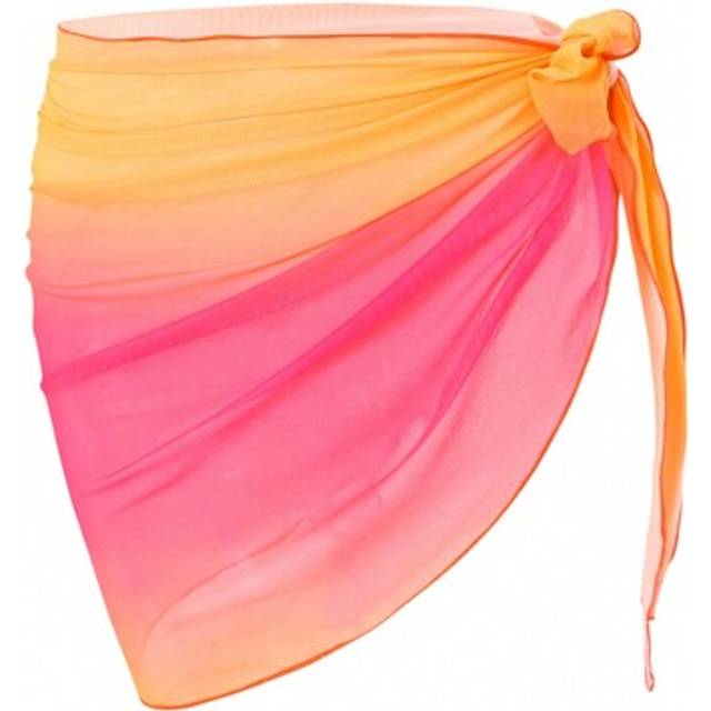 SHEIN Ombre Mesh Cover Up Skirt Set (Printed, Random) For Summer Beach Vacation