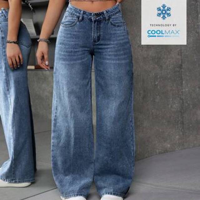 SHEIN Women&#39;s Loose V-Neck Low Waist Pocketed Wide Leg Jeans