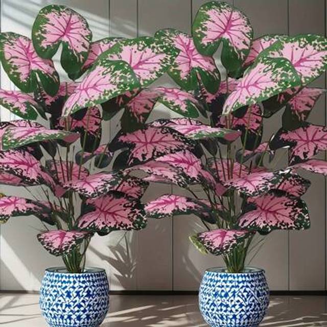 SHEIN 28inch Large Artificial Monstera Plants Pink, Big Faux Palm Tree Decor, Pink Leaf Potted Plants, Evergreen & Realistic Tall Tropical Plants, High Life