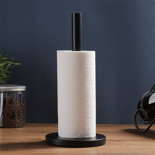 SHEIN Matte Black /Gold Paper Towel Holder Countertop, Kitchen Paper Roll Holder Stand With Weighted Base Heavy For Standard Or Gaint Rolls Stainless Steel