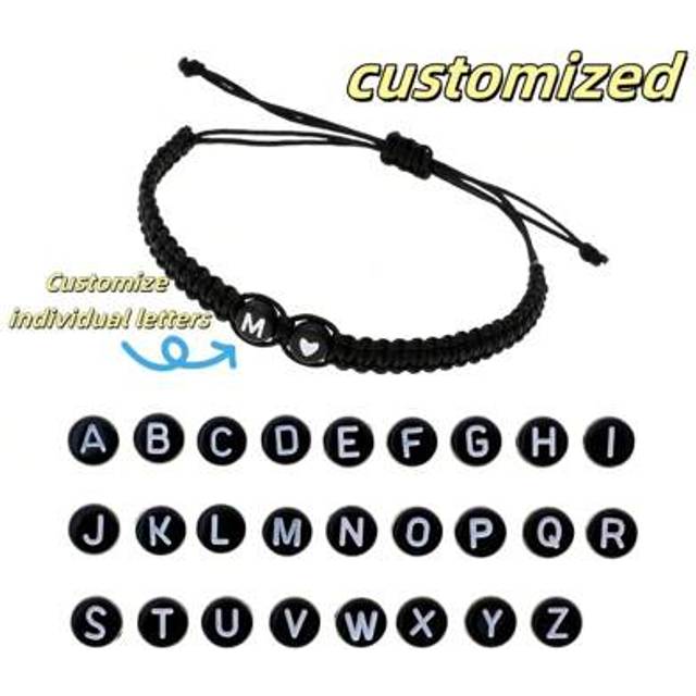 SHEIN 16 Pcs Customizable English Alphabet Bracelet, Woven 26 Letters Bracelet, Minimalist Personalized Heart Letter Woven Friendship Couple Bracelet