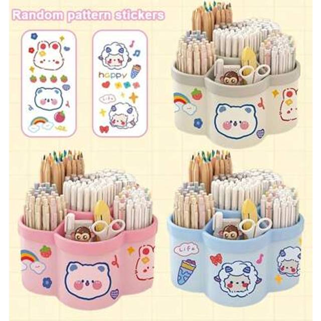 SHEIN 1pc 360-Degree Rotating Desk Organizer Set - Cute Multi-Function Stationery Holder, Large Capacity - PP Round Pen & Art Supply Rack With Unique Swivel