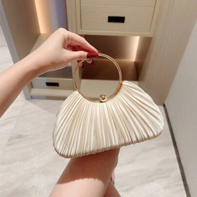 SHEIN 1pc Women&#39;s Elegant Pleated Box Design Party Handbag, Luxury Rhinestone Clutch, Charming Formal Evening Bag Suitable For Date, Dance, Birthday, Party