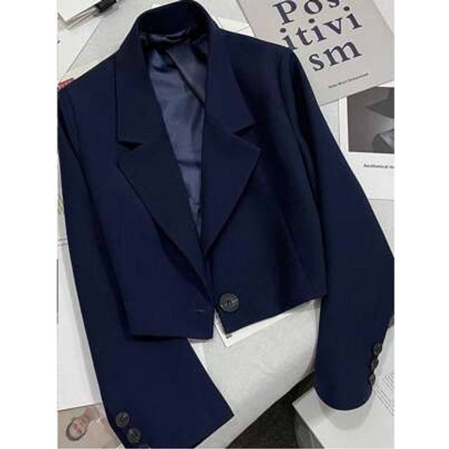 SHEIN New Style For Spring And Autumn! Spring Clothing. Short Designer Blazer That Can Make You Look Taller. Women&#39;s Simple And Casual Short Blazer Jacket,