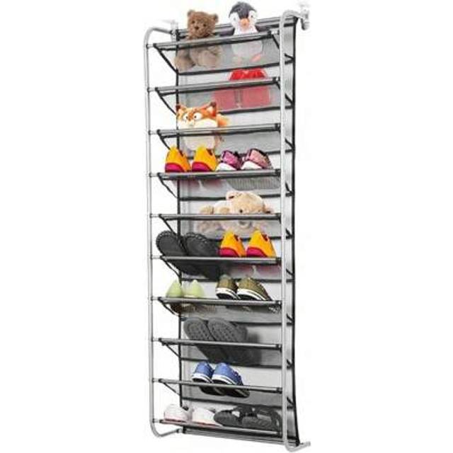 SHEIN YORKING 10 Tier Over Door Hanging Shoe Rack 36 Pair Shoes Organizer Space Saving Wall Mounted Shoes Storage Shelf For Bedroom Living Room Closet