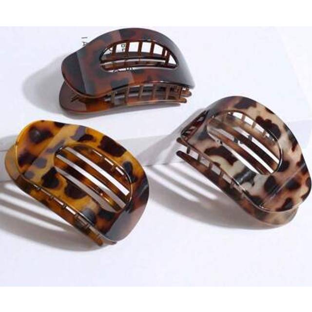 SHEIN 1pc/3pcs Women Leopard Print Flat Clip Hair Accessories, Comfortable Arc Design, Suitable For Medium Thick Hair, Casual For Driving, Yoga