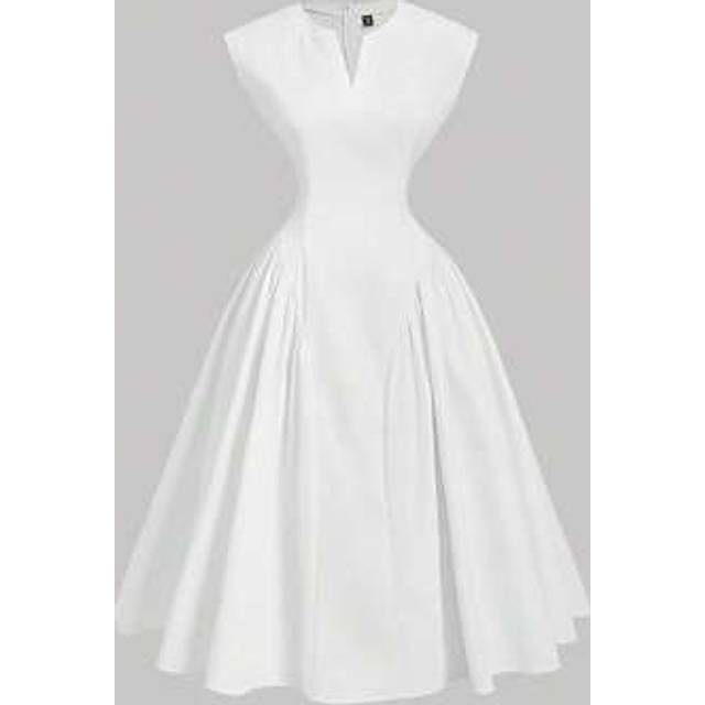 SHEIN Plus Size Elegant Flared Split Cap Sleeve Dress, Party Dress, Summer Chic Commuter Long Dress, Minimalist Palace Style, Casual/Holiday Wear,Graduation