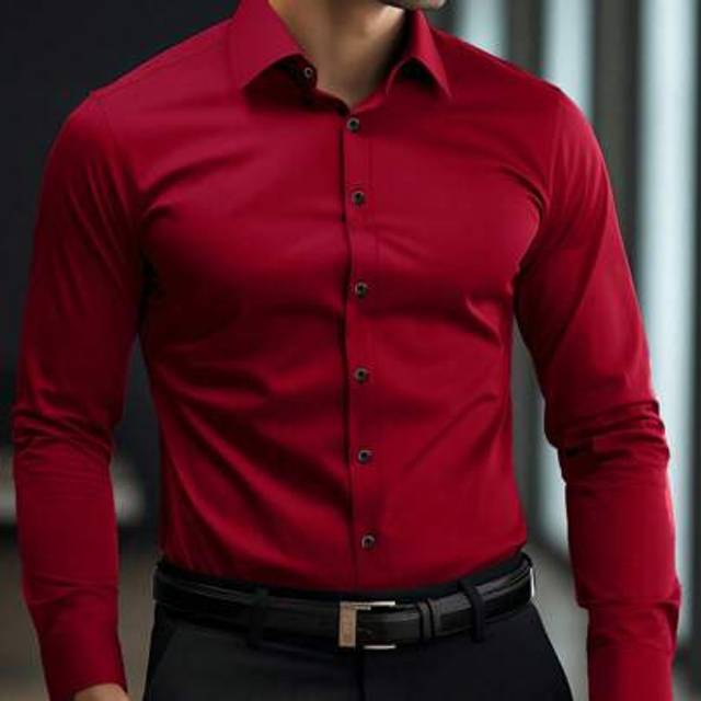SHEIN Men&#39;s Fashion Casual Business Commuting Men&#39;s Stand-Up Collar Solid Color Button Long Sleeve Shirt, Men&#39;s Formal Shirt, Men&#39;s Solid Color Shirt. Suita