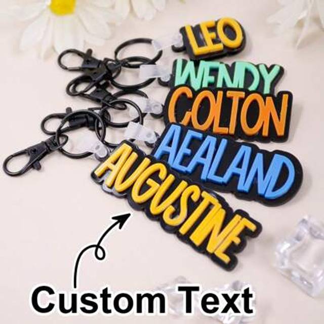SHEIN 1pc Custom Acrylic Letter Keychain, Personalized Name Tag Rectangle Alphabet Keyring, Customizable 1-10 Letters, For Backpack, Water Bottle, Diaper Ba