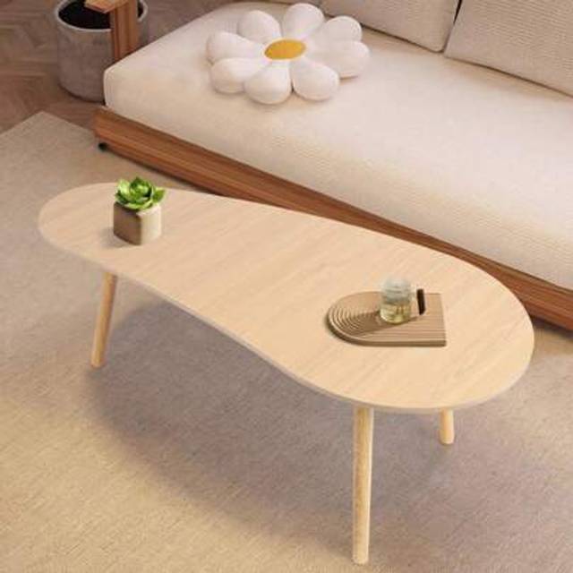 SHEIN Small Coffee Table, Mid Century Modern Tea Table, Living Room Center Minimalist Display Coffee Table With Mango Shape